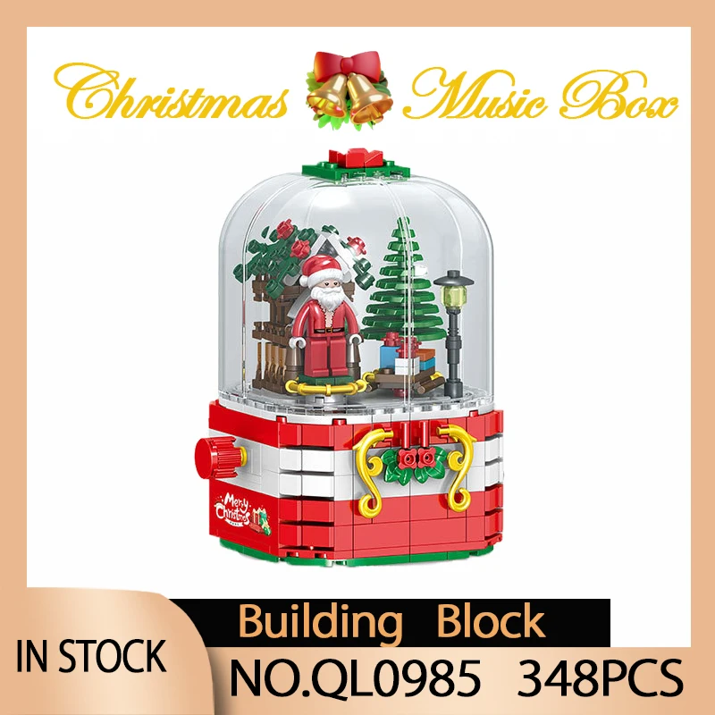 

Ideas Creator Christmas Gift Rotating Music Box Santa Claus Snow House MOCBuilding Block Children Toys Educational Birthday Gift