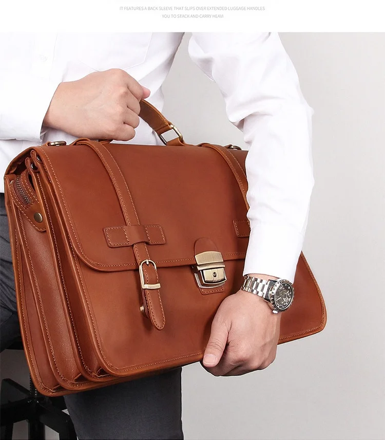 MAHEU Luxury Designer Leather Briefcase Mans Male Genuine Leather Business Bag Brown Leather Briefcase Bag For Laptop Notebooks