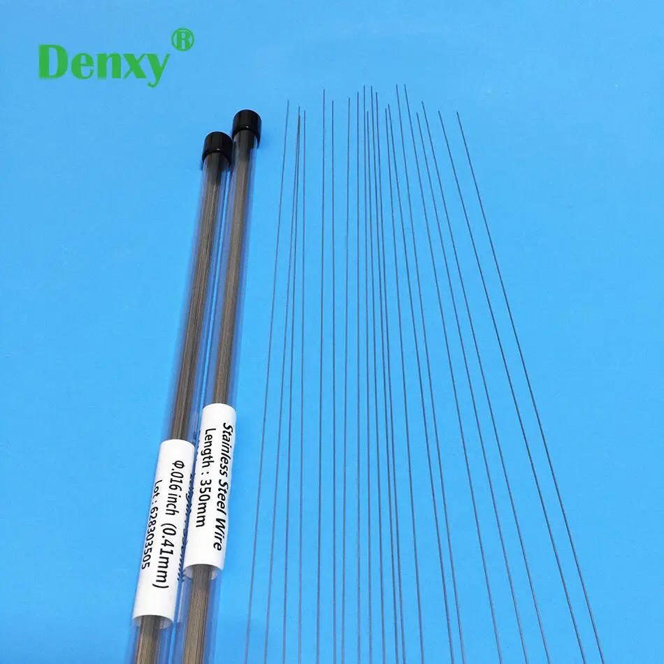 Denxy Dental 40pcs Stainless Steel Wire Straight Orthodontic Archwire Dental Ligature Wire Orthodontic Bracket