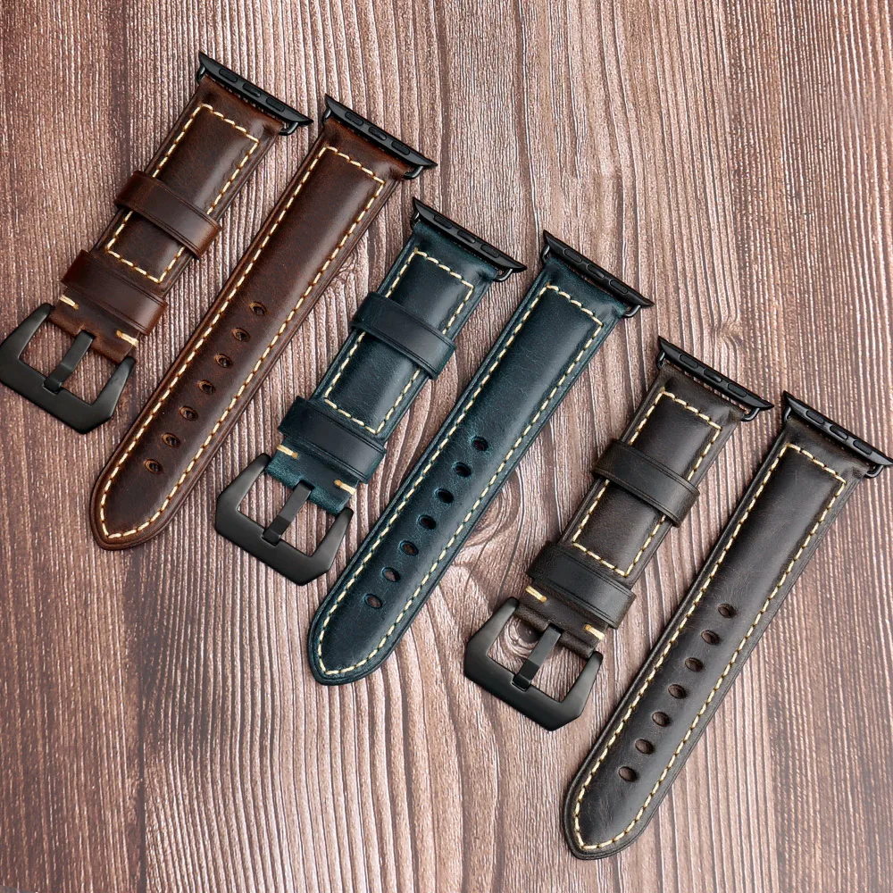 MAIKES Italian cow leather watch band vintage watchbands for apple 42mm 38mm Series 3 2 1 iwatch 4 strap 44mm 40mm | Наручные часы
