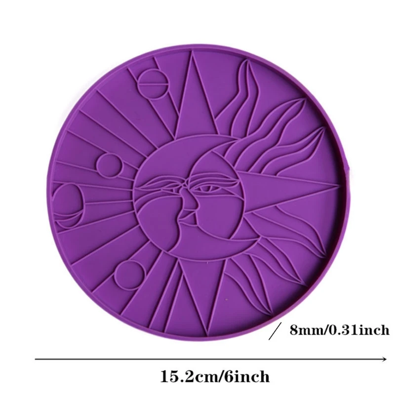 

Crescent Moon and Sun Coaster Resin Mold Line Art Decorative Plate Resin Mold Sun with Star Face Tea Mat Silicone Molds