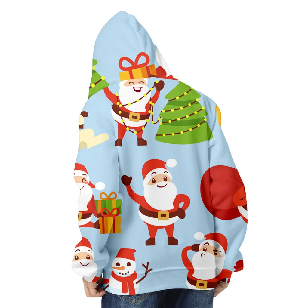 2020 женская зимняя Толстовка унисекс с рождественским принтом пуловер длинными