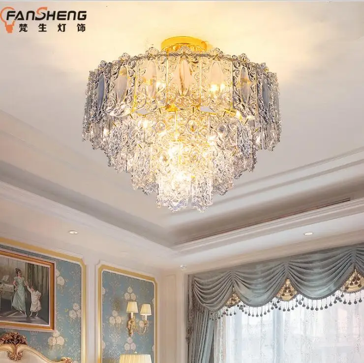 

Post-modern luxury palace style round art crystal glass restaurant lamps villa living room art chandeliers