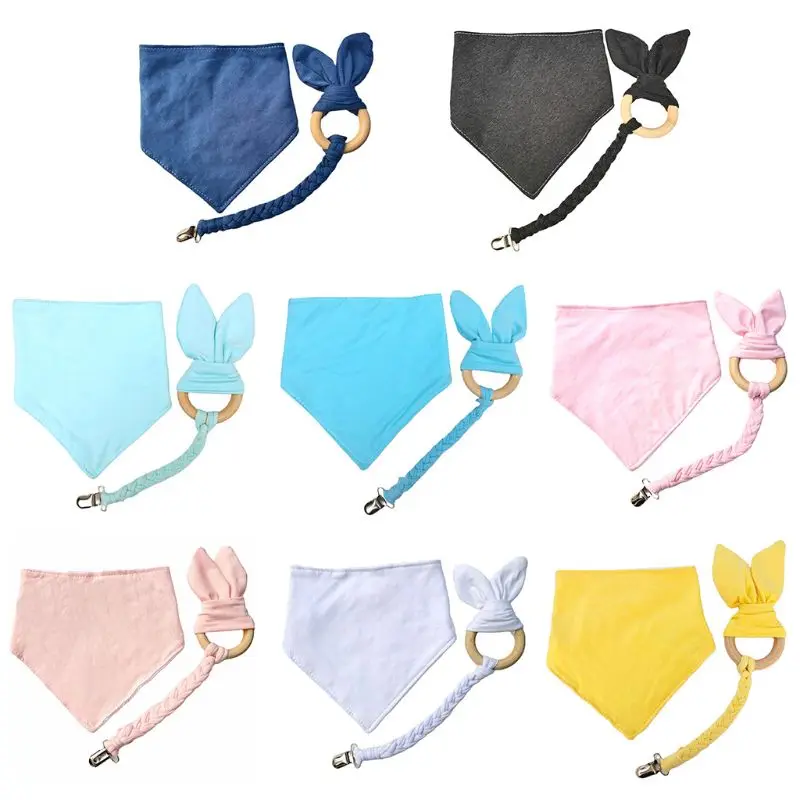 

3Pcs Baby Toddler Saliva Towel Teether Pacifier Chain Set Infant Bib Scarf Toy New Dropship