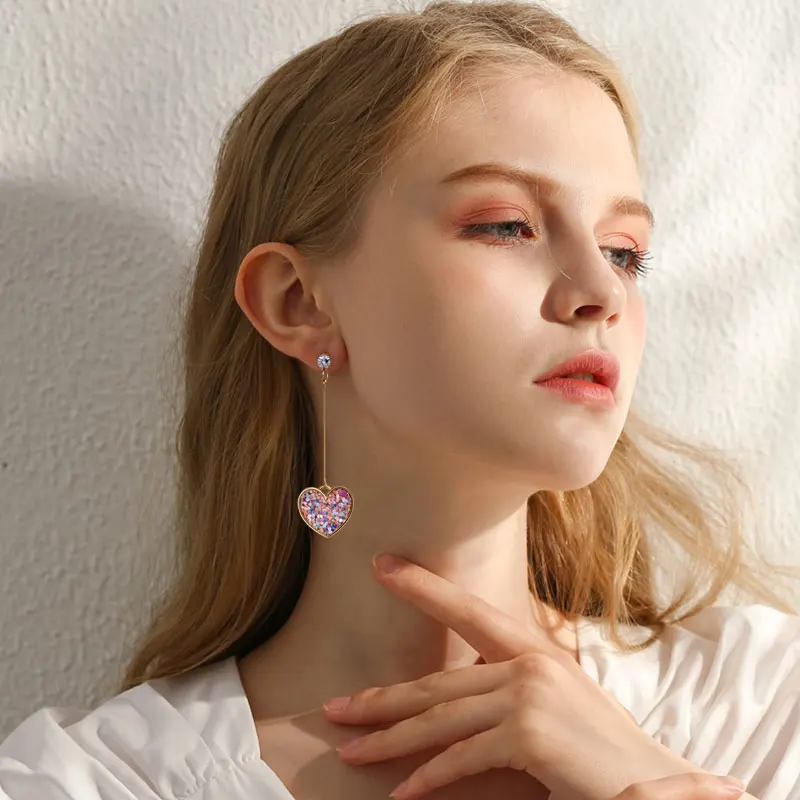 

New Fashion Korean Women's Earrings Statement Pink Tassel Love Drop Dangle Earrings For Women Pendants 2020 Trend Jewelry
