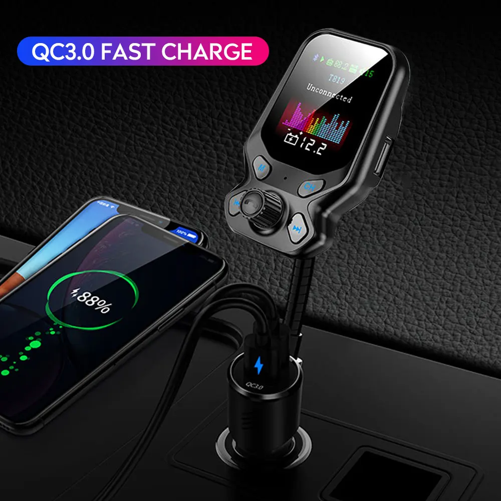 Fm передатчик модулятор Bluetooth Handsfree автомобильный комплект аудио mp3 плеер с двумя