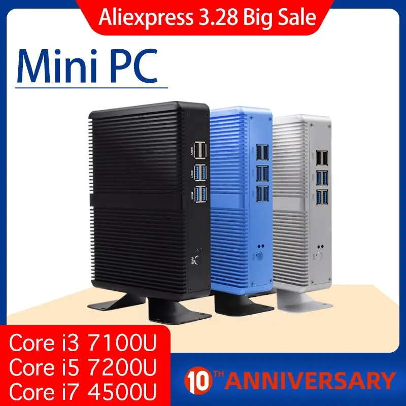 Hystou недорогой мини ПК i7 4010Y 4500U 4K Ultra HD Core i5 7200U 3D Blu Ray Безвентиляторный Компьютер