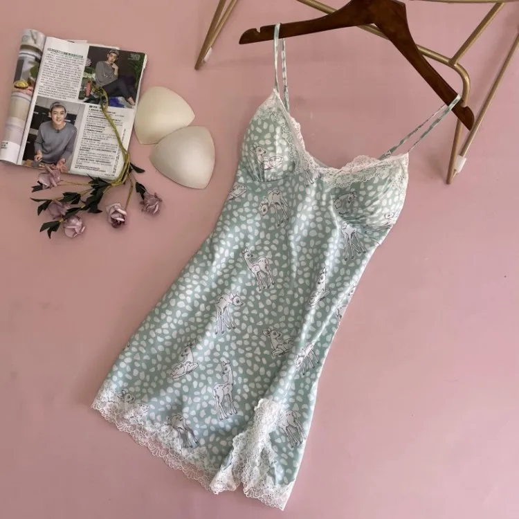 

Faux Silk Sleepwear Women Bathrobe PrintedSexy Wedding Robe Suit 2021 New Intimate Lingerie Lace Sleep Set Kimono Bath Gown