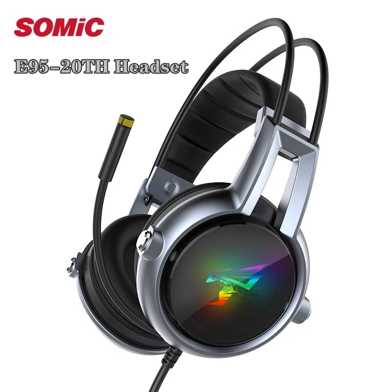 наушники беспроводные блютуз Новинка somic E95 20TH USB Игровые Virtual 7 1 стерео RGB