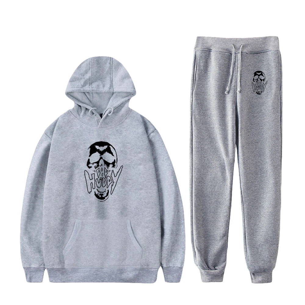 

Lil Huddy men's casual 4XL Fashion Fall suit Hoodies Sportswear Hooded Sweatshirt+Pant two pieceSet