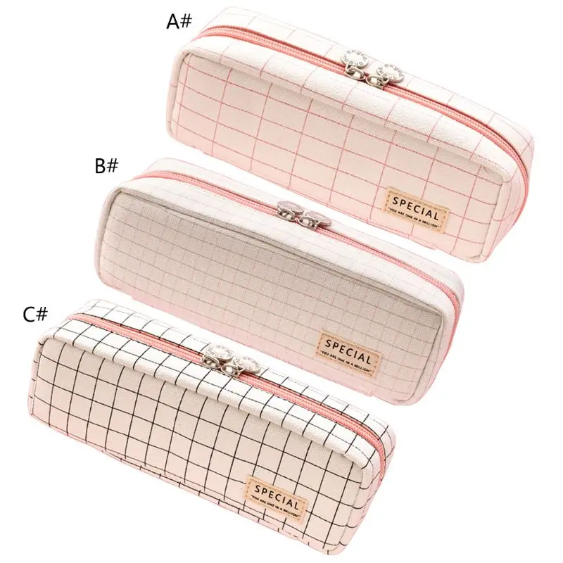 

Pencil Case Grid Pencil Pouch with 3 Compartments Pencil Bag for Office Students B85B