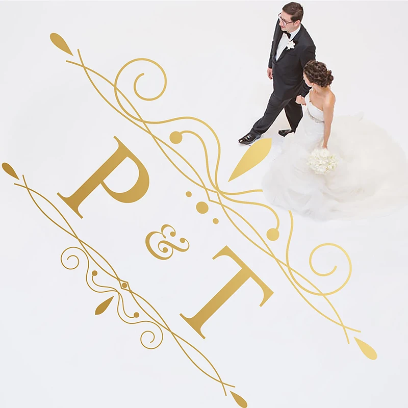 

Dance Floor Vinyl Sticker for kids rooms decor Wedding Party Dancing Floor Decal DIY Gold Personalized Name Decoration HY842