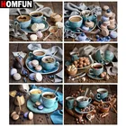 Алмазная 5D картина HOMFUN кофе печенье, сделай сам, полная Алмазная вышивка, картина Стразы для праздничных подарков