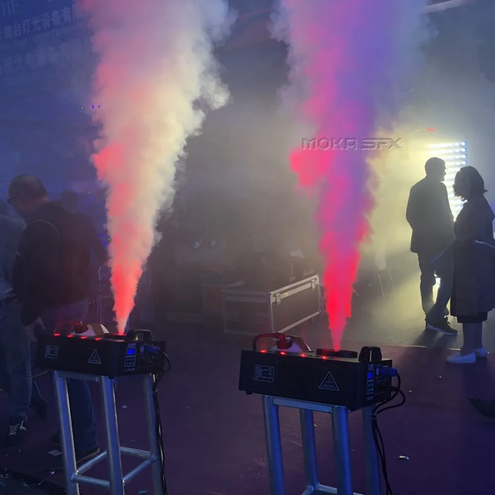 MOKA SFX супер струйная противотуманная Машина DMX 512 с пультом дистанционного управления мощный вертикальный дымоход светодиодный RGB цветной эффект вечерние украшения