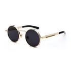 Очки солнцезащитные мужские круглые в стиле панк, винтажные брендовые Дизайнерские Модные металлические очки с линзами UV400