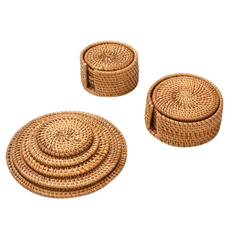 Набор подставок NORBI для чашек круглая подставка напитков под горшок из ротанга