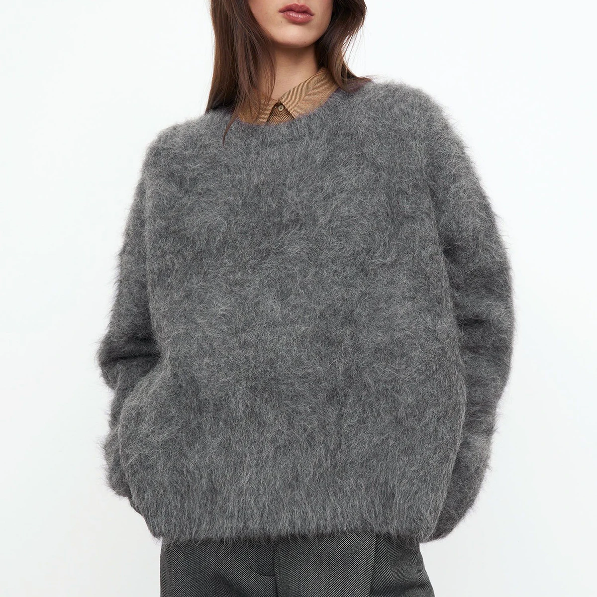 

Pirate Hippie Solid Wool Sweaters Woman Long Sleeve Round Neck Simple Pullovers Femme Casual Vintage Classic Warm Jumper Tops