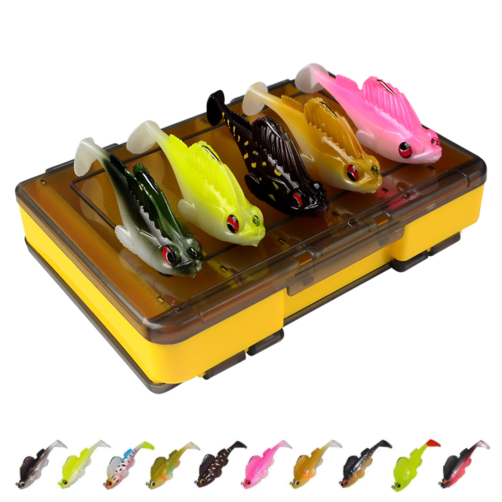

10 PCS Fishing Lures Set Artificial Sinking Bait Bionic Fishing Lure Minnow Bait Swimbait Crankbait Lures with Tackle Box
