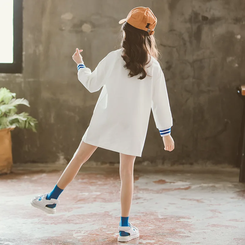 Одежда для девочек платье-футболка с длинными рукавами платье принцессы