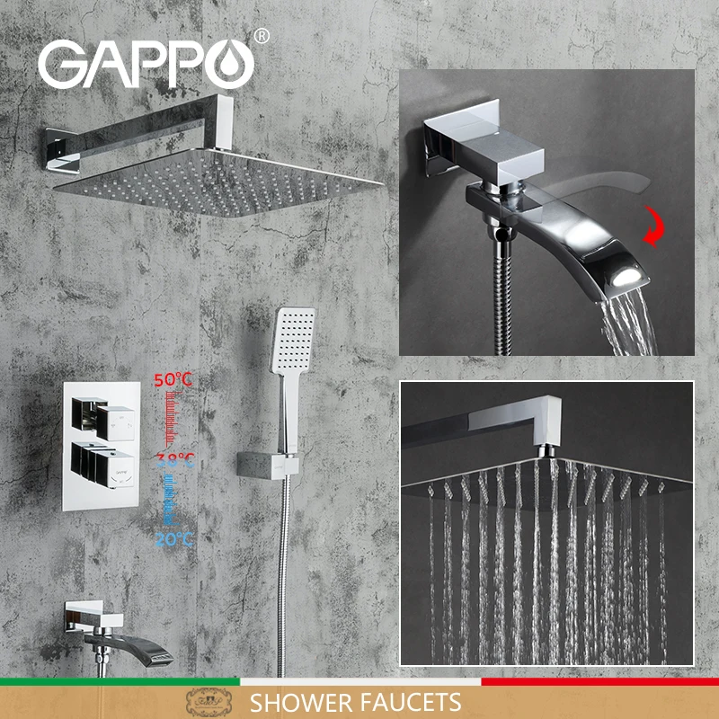 

Скрытые смесители для душа Gappo, квадратная Лейка «Водопад», смесители для ванны, настенная система для ванной комнаты