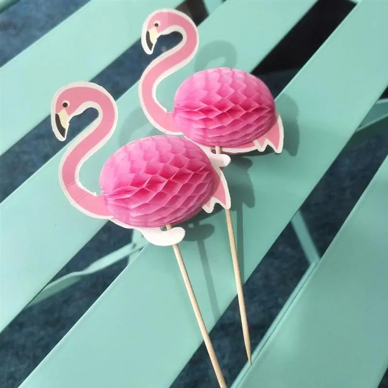 10 шт. Гавайские 3D фламинго и ананас топпер для торта пики пирожных украшения