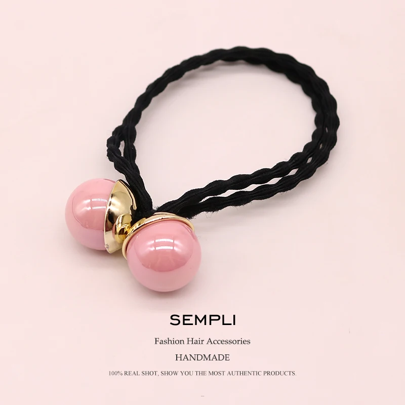 

Sempli Pink Color High Quality Elastic Hair Bands for Women's Girls Gold Hair Loop Hair Rubber Band Elastico Capelli Headwear