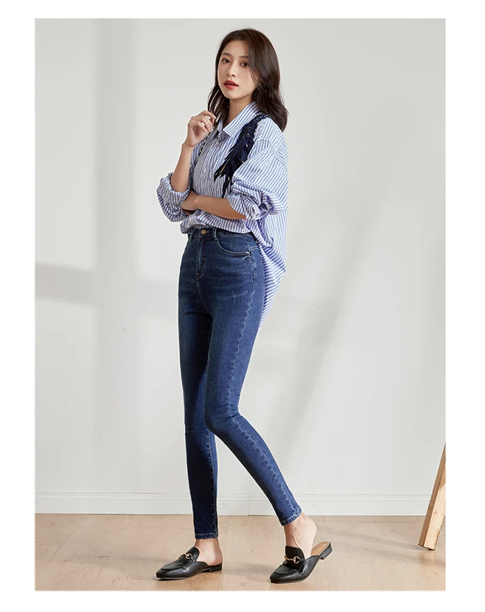 Женские облегающие эластичные джинсы LEIJIJEANS, классические повседневные брюки с высокой посадкой, новая модель 9208 большого размера на осень