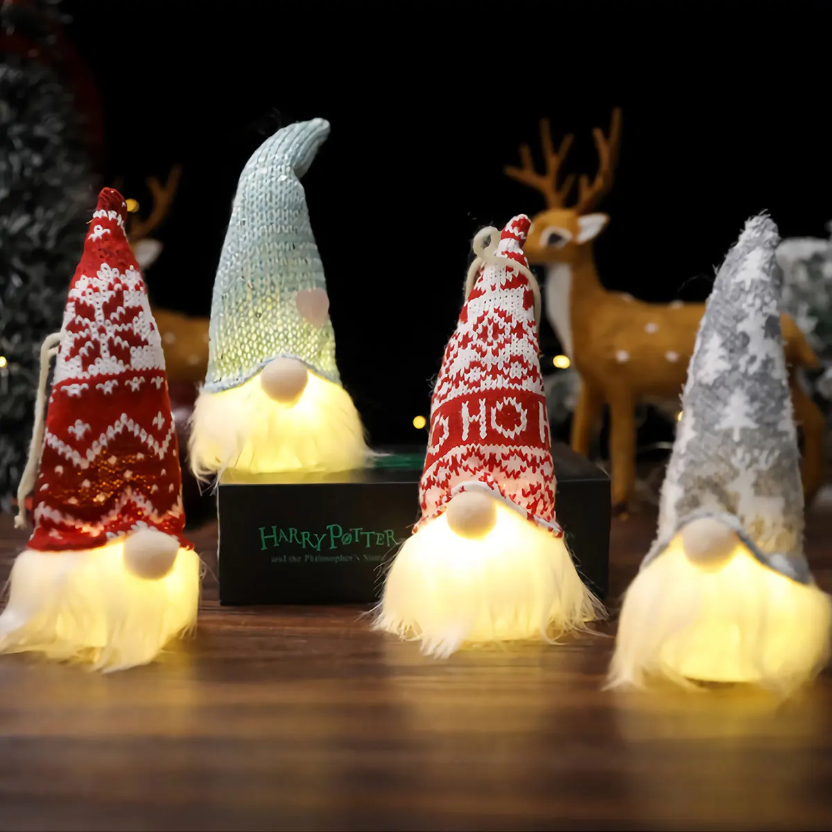 

Glowing Christmas Gnomes Handmade Swedish Gnome Faceless Doll with LED Light Scandinavian Tomte Nordic Figurine