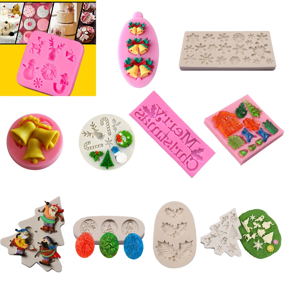 Силиконовая Рождественская елка Санта Клаус лося салазки формы шоколада для