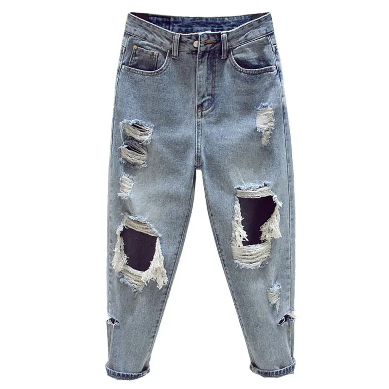 

2020 spring summer autumn new plus size women fashion casual Denim Pants woman female ripped jeans for women BA6