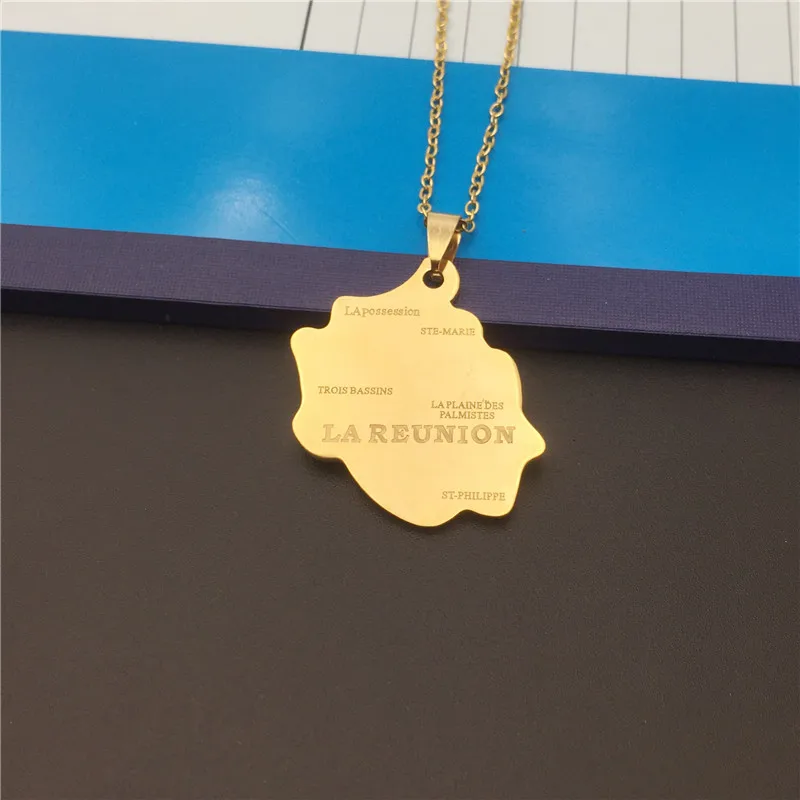 Оптовая продажа модное ожерелье из нержавеющей стали с подвеской в виде карты