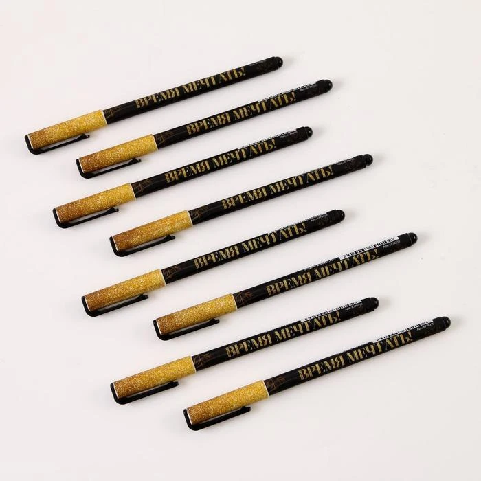 Plastic soft-touch pen with cap Happy New Year! Black gold 07 mm ball paste blue price for 1 piece equipment Window Handles Windows Hardware Home