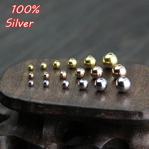 Бусины круглые ручной работы для браслетов сделай сам, 925 пробы, золото, платина, розовое золото, серебро, шарм, изготовление украшений, 30 шт.