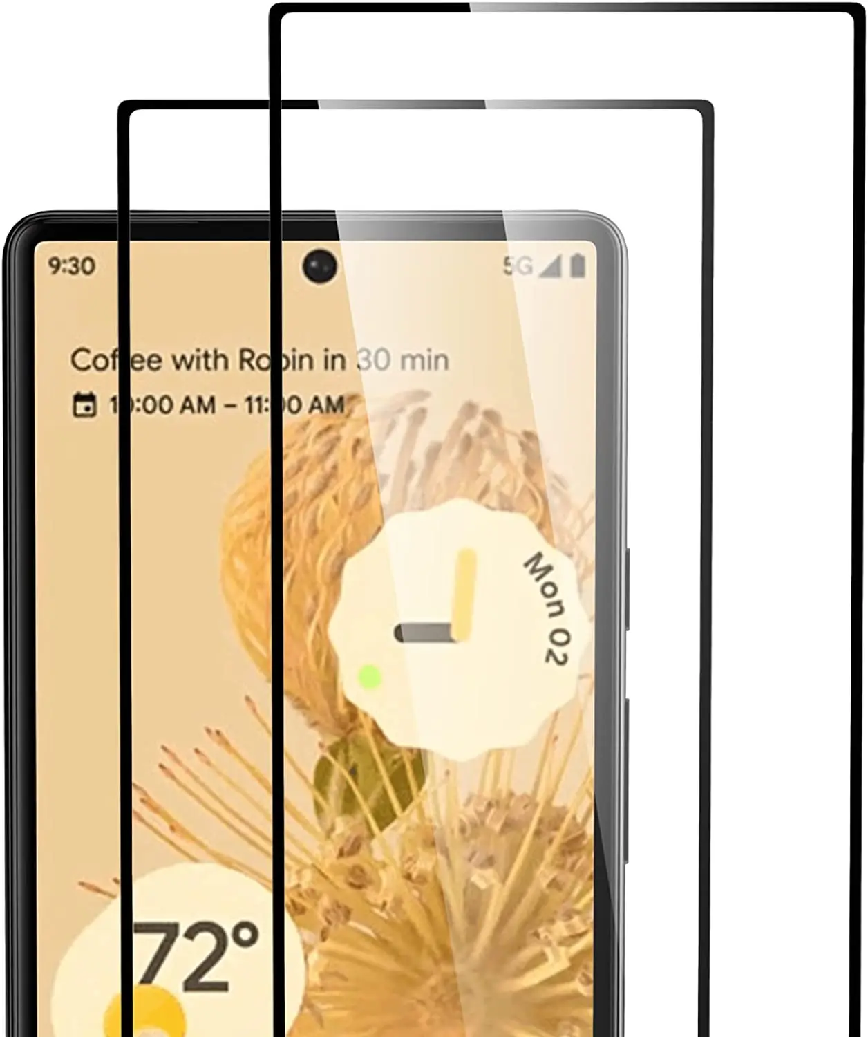 

2-PACK Fingerprint Unlock Tempered Glass Full Coverage Film Shield Screen Protector for Google Pixel 6 Pro 5G 2021