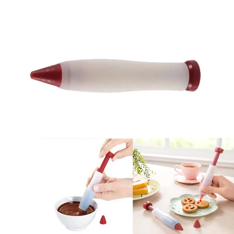 

1Pcs Cake Cookie Ice Cream Decorating Pens Silicone Plate Paint Pen Pastry Cream Chocolate Decorating Syringe Dessert Tools