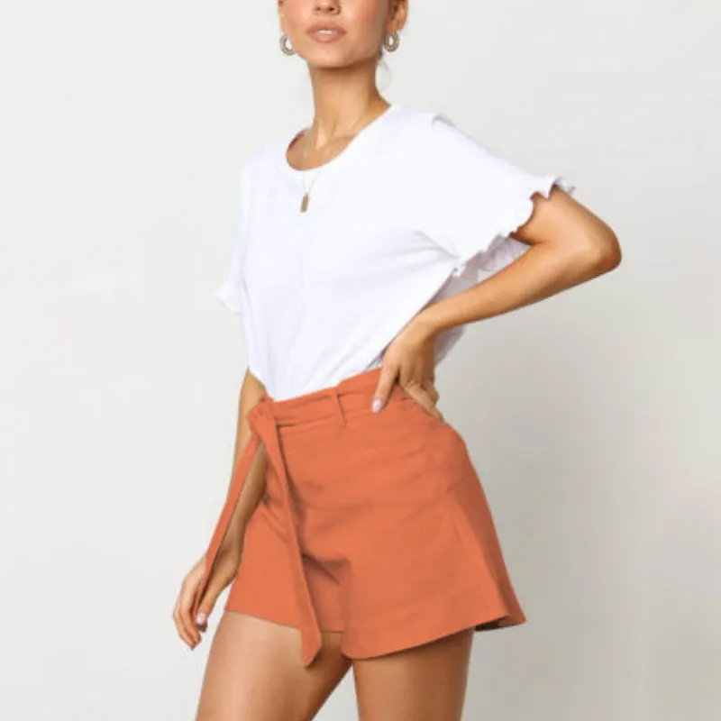 Женские летние пляжные шорты для отдыха повседневные с высокой талией улицы в