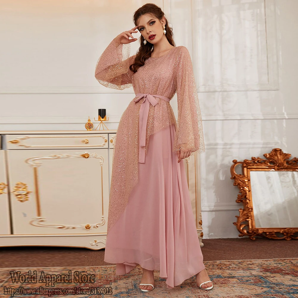 Розовое мусульманское модное платье абайя Дубай, турецкое ислам, одежда, халат, длинное женское платье, платья для женщин, кафтан