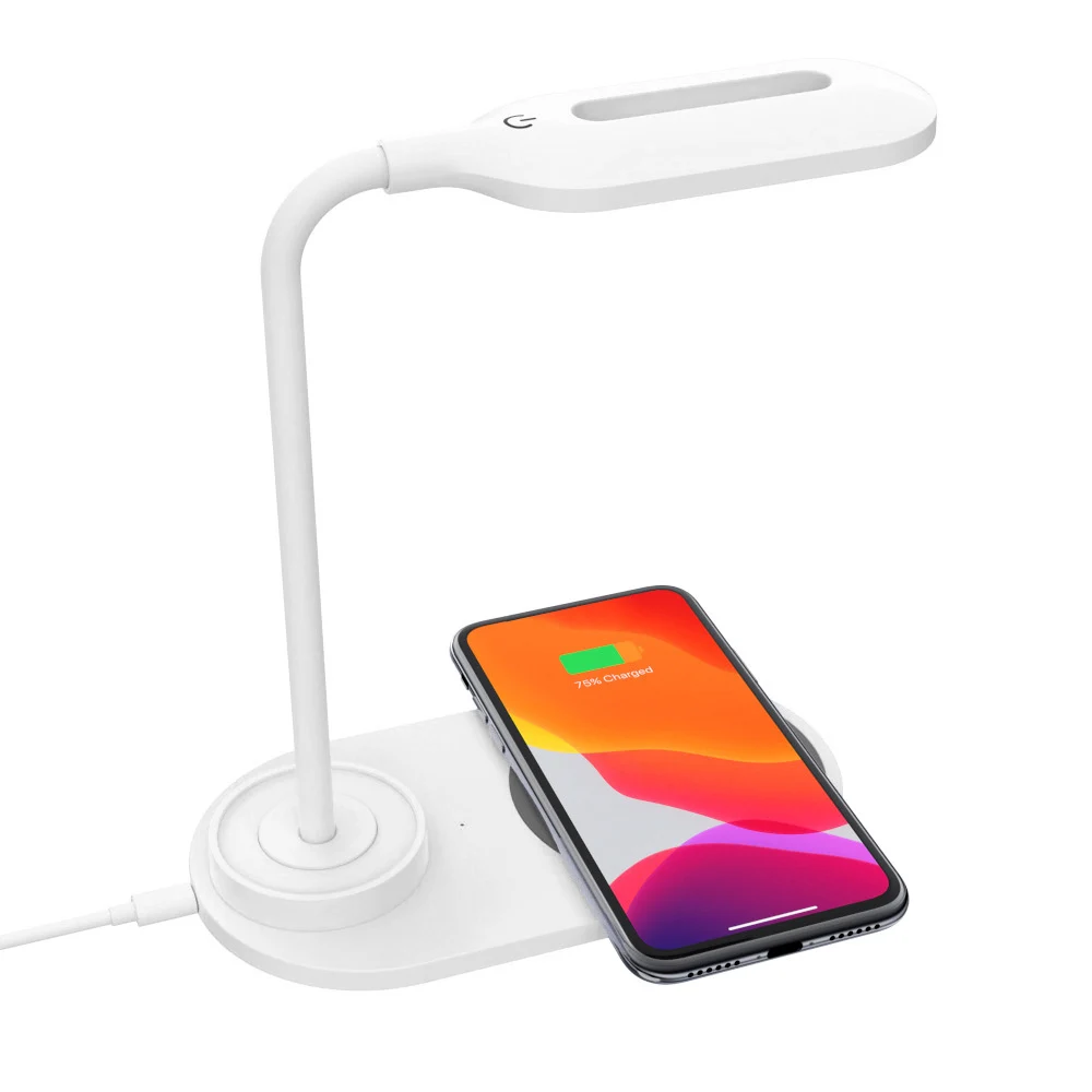

Touch Control LED Desk Lamp with Wireless Charger Eye Caring Reading Light for Home Office 2 Color Modes Adjustable Gooseneck