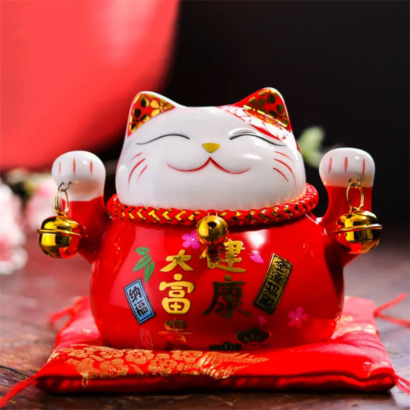 D 6 цветов 4,5 дюймов Maneki Neko фарфор Lucky Cat домашний декор копилка украшения Фортуна милый кот Копилка фэн шуй ремесло - Цвет: D
