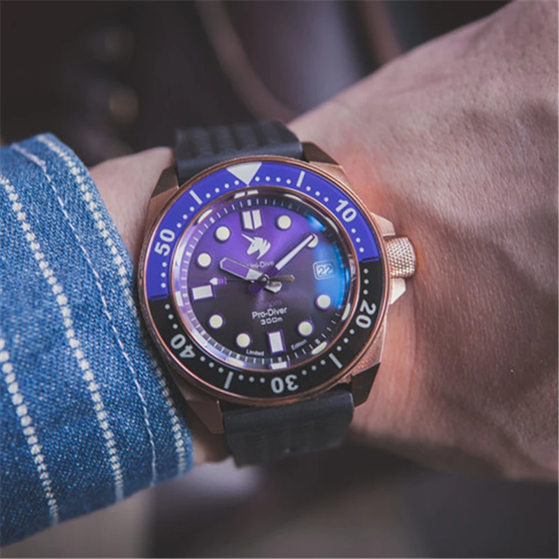 

Proxima New Cusn8 Bronze Watches Automatic Diver Wristwatch Sapphire Glass Men's Mechanical Watch Relojes Valentine Gift For Men