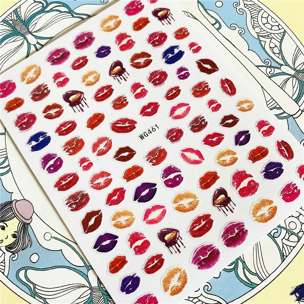 WG457 WG458 большие красные губы красочные средства ухода за губами 3D задняя клей для
