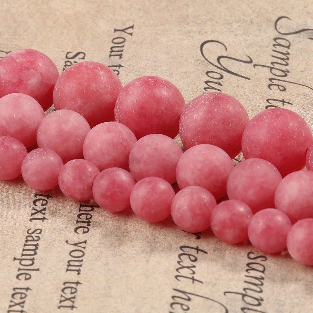 

Natural Matte Round Stone Beads Pink Purple Jades Loose Beads for Jewelry Making DIY Handmade Bracelet Necklace 6 8 10mm 15''