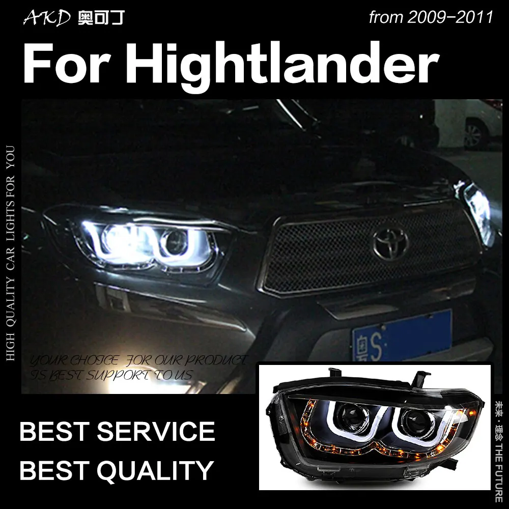 AKD автостайлинг фары Toyota Highlander 2009-2011 светодиодная… для Kluger DRL Hid ангельские глазки