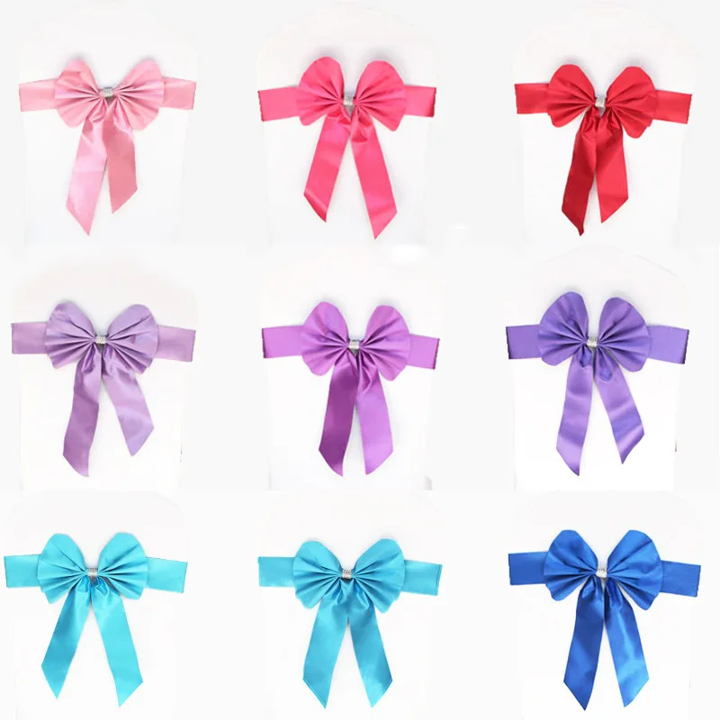 

100pcs Butterfly Spandex Chair Sash Stretch Lycra Chair Bands With Diamond Ring for Wedding Party