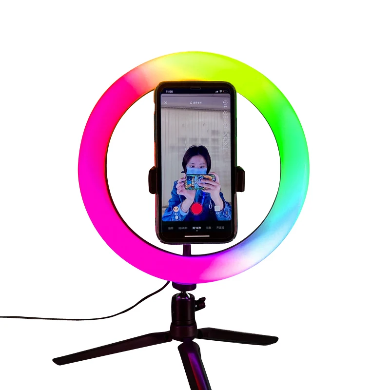 Кольцевой светильник 6000K RGB цветной затемняющий заполняющий фотографический