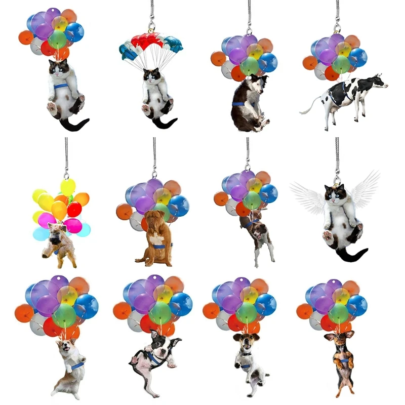 

Cat Balloon Car Hanging Ornament cat car hanging ornaments, Flying Cat with Colorful Balloon Home Decoration