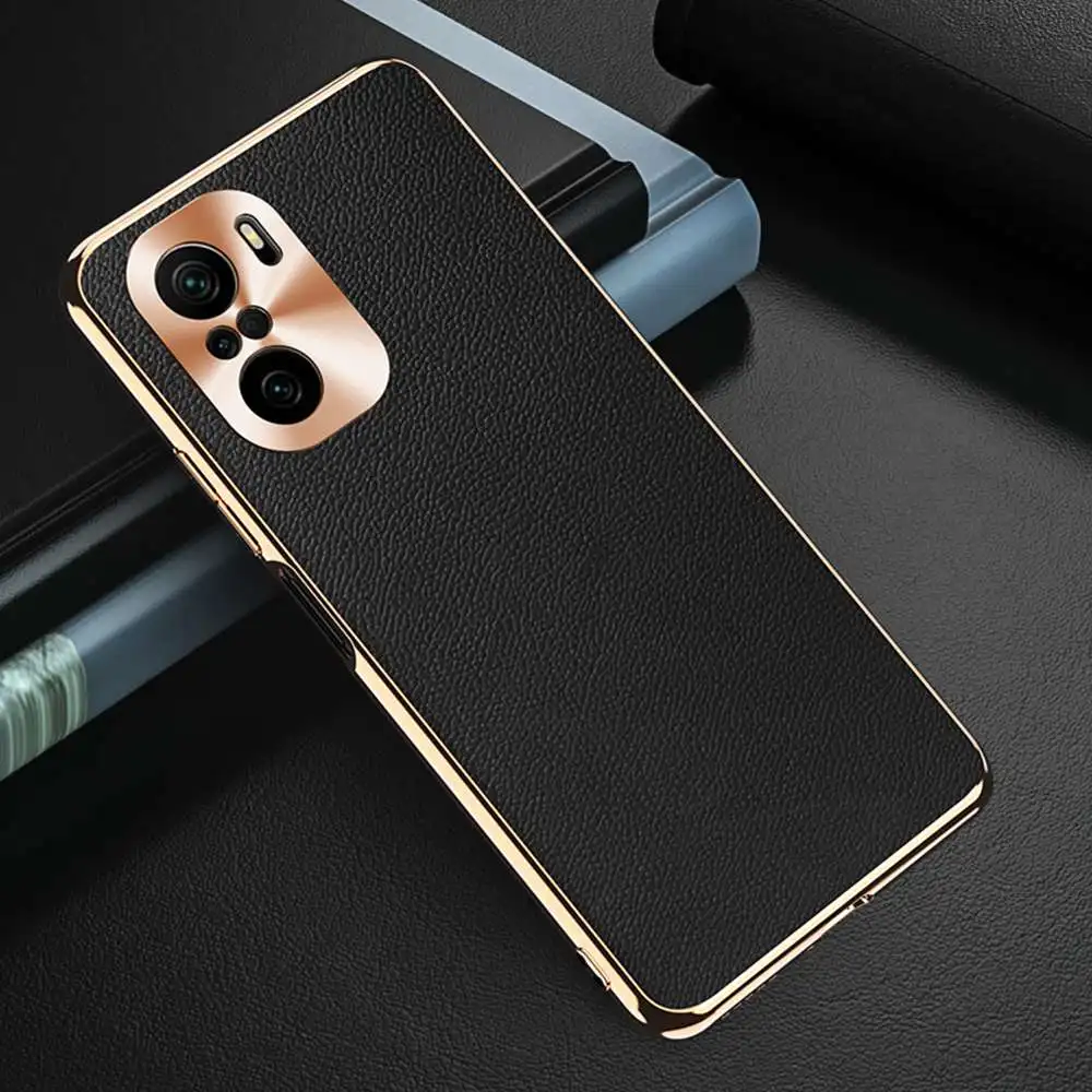 

K40 Pro Genuine Leather Case For Xiaomi Redmi K40 Cover Plating CD Pattern Lens Coque For Redmi K40Pro Plus Cases Leather Fundas