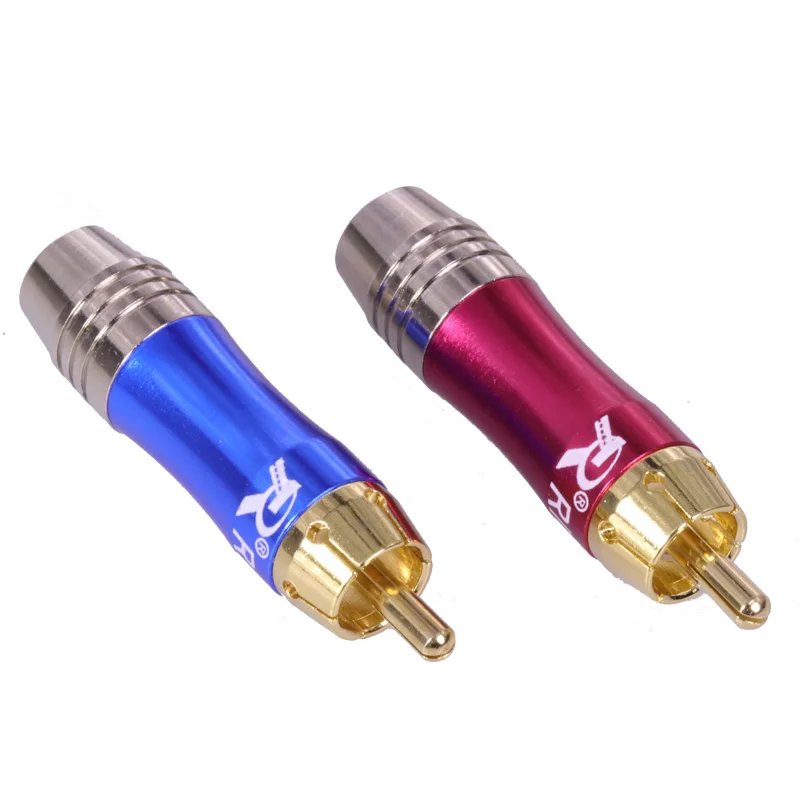 10 пар/20 шт. разъём RCA штекер позолоченный аудиоадаптер синий и красный разъем для