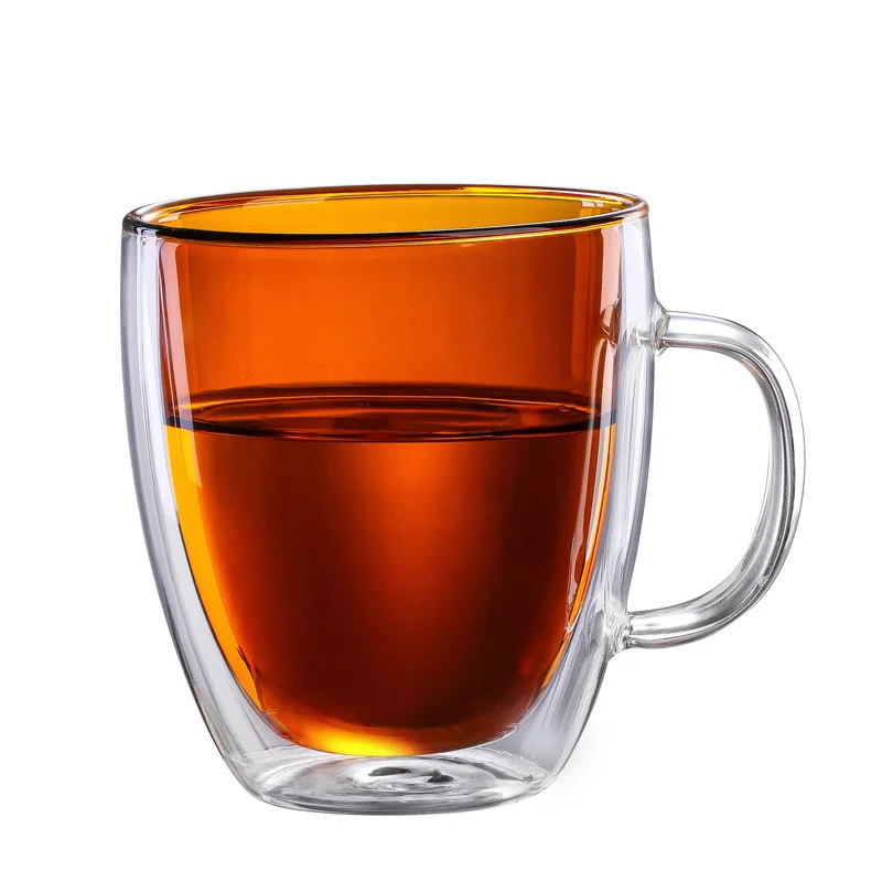 

Stained Glass Coffee Cup Transparent Handheld Double Glass Tea Cup Indoor Office Milk Water Glasses Coffee Supplies