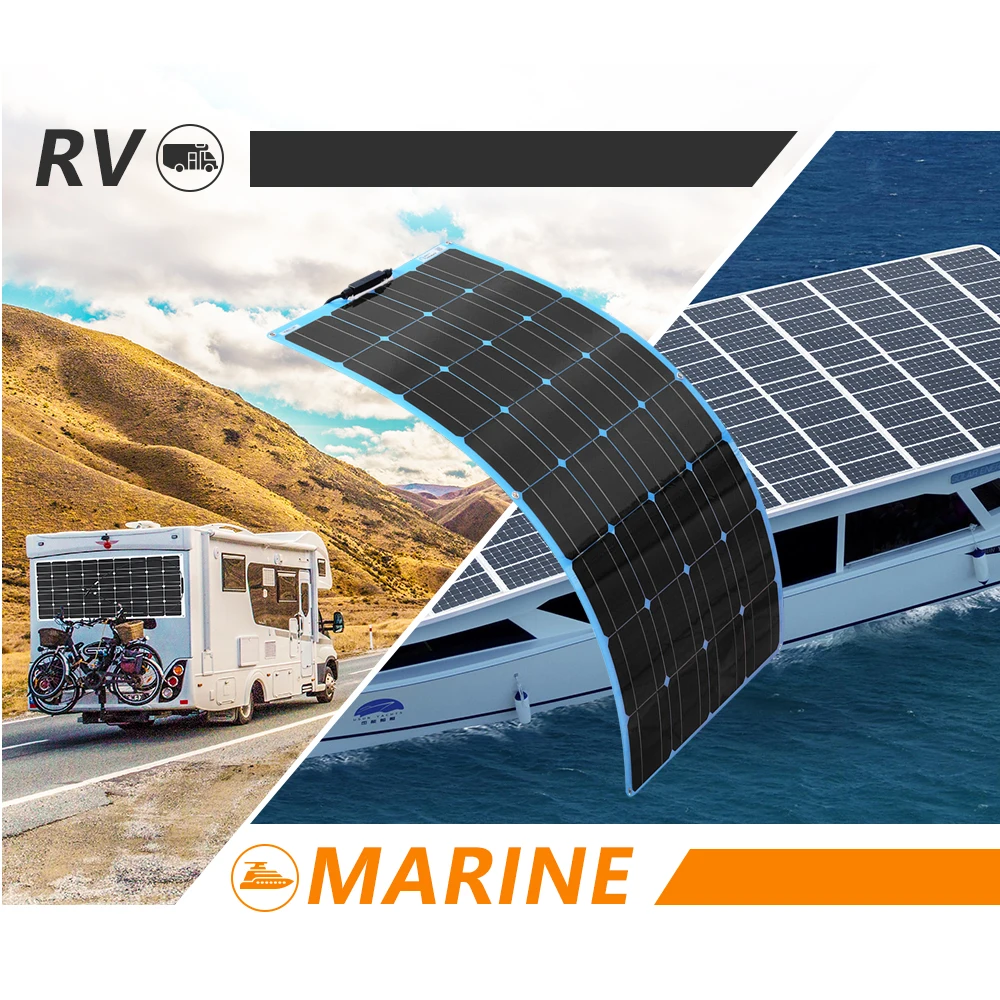 xinpuguang гибкий портативный портативный ETFE солнечная батарея панель 100w 12v комплект зарядного устройства для зарядки аккумулятора монокристаллический для 1000w System Boat Car Camping путешествия по Китаю